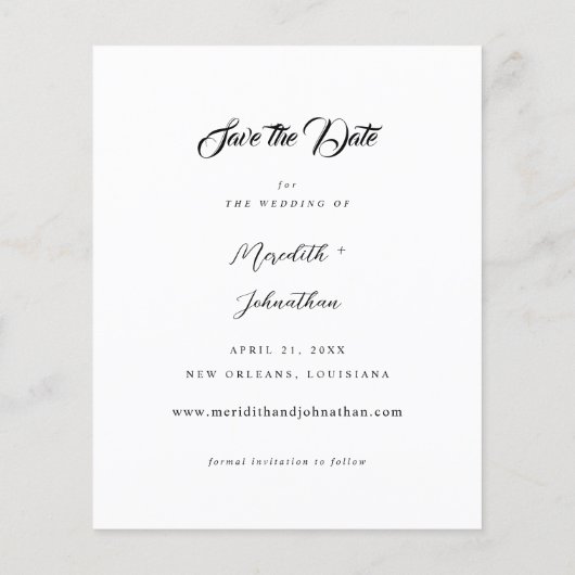 Extravagantes elegantes Foto Save the Date (Rückseite)