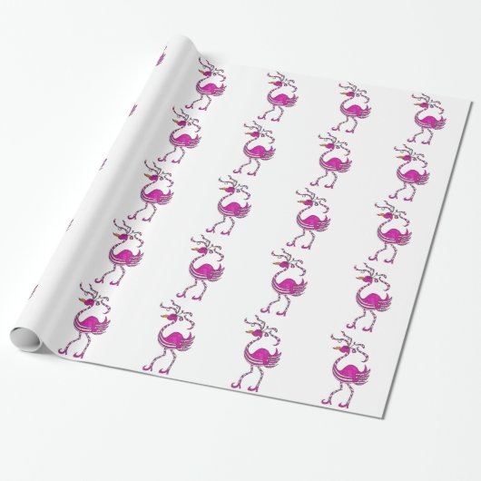 Extravagantes Flamingo-Verpackungs-Papier Geschenkpapier (Ungerollt)