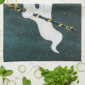 Extravagantes Floating Ghost Blue Top Hat Verziert Geschirrtuch (Gefaltet)