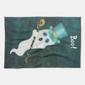 Extravagantes Floating Ghost Blue Top Hat Verziert Geschirrtuch (Horizontal)