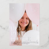 Extravagantes Foto | Grad | Silberstreifen Folieneinladung (Vorderseite)