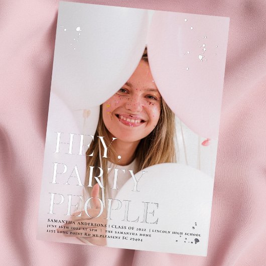 Extravagantes Foto | Grad | Silberstreifen Folieneinladung