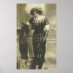 extravagantes Frauenposter aus den 1900er Jahren Poster
