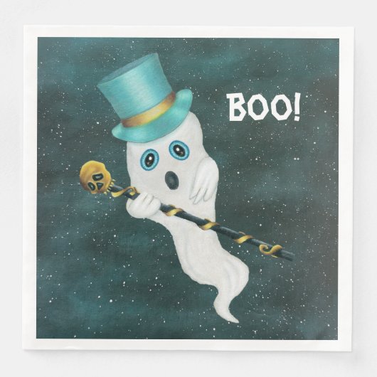 Extravagantes Ghost in Blue Top Hat mit Skull kann Serviette (Vorderseite)