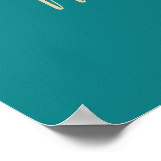 Extravagantes Gold & Aqua Floral Letter M Wand Dru Poster (Ecke)