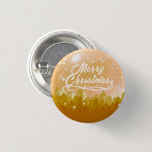 Extravagantes Gold Friedlich Snow Forest Frohe Wei Button (Vorne & Hinten)