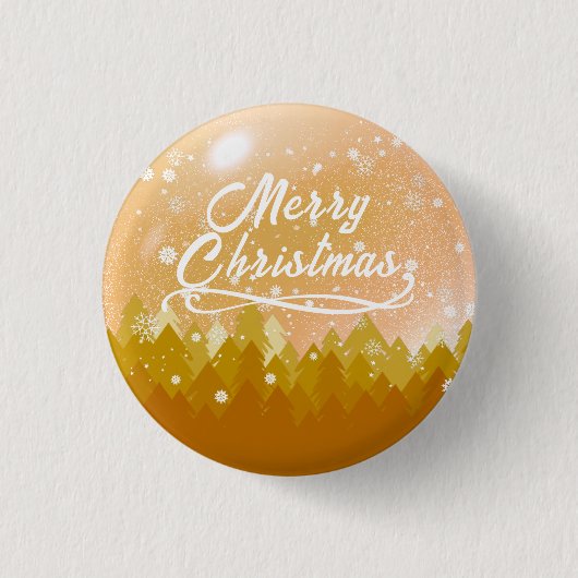 Extravagantes Gold Friedlich Snow Forest Frohe Wei Button (Vorderseite)