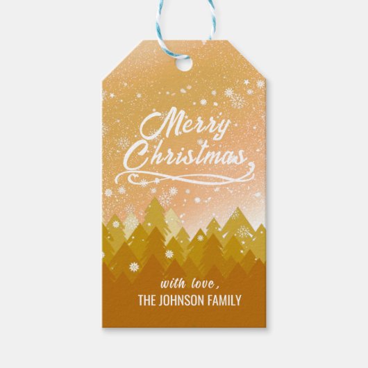 Extravagantes Gold Friedlich Snow Forest Frohe Wei Geschenkanhänger (Vorderseite)