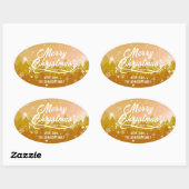 Extravagantes Gold Friedlich Snow Forest Frohe Wei Ovaler Aufkleber (Blatt)