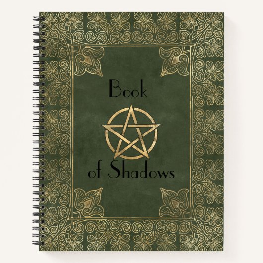 Extravagantes Gold & Green Book of Shadows Notizblock (Vorderseite)