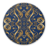 Extravagantes Gold in Blau Keramikknauf (Vorderseite)