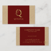 Extravagantes Gold Letter Q Monogramm auf Rot und  Visitenkarte (Vorne/Hinten)