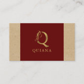 Extravagantes Gold Letter Q Monogramm auf Rot und  Visitenkarte (Vorderseite)