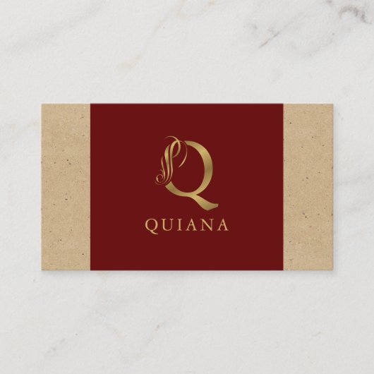 Extravagantes Gold Letter Q Monogramm auf Rot und  Visitenkarte (Vorderseite)