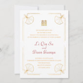 Extravagantes Gold Red Double Happy Chinese Weddin Einladung (Vorderseite)
