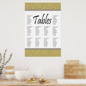 Extravagantes Gold Silver Glitzer Design Sitzplan Poster (Küche)