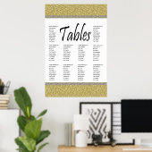 Extravagantes Gold Silver Glitzer Design Sitzplan Poster (Heimbüro)