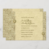 Extravagantes Gold Vintag Brocade Hochzeit Einladu Einladung (Vorne/Hinten)