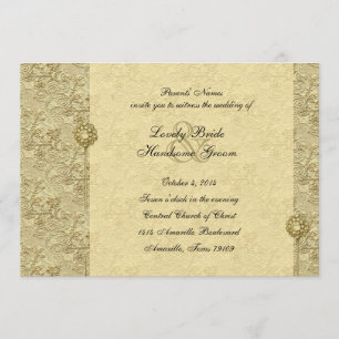 Extravagantes Gold Vintag Brocade Hochzeit Einladu Einladung