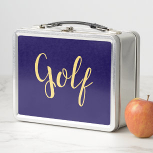 Extravagantes GOLF-Skript auf fett moderner Elegan Metall Brotdose