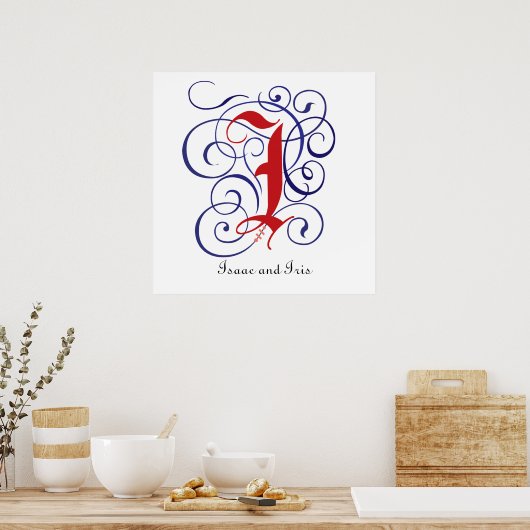 Extravagantes Gothic Caps Letter I, 300dpi PNG Pos Poster (Küche)