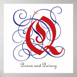 Extravagantes Gothic Caps Letter Q, 300dpi PNG Pos Poster