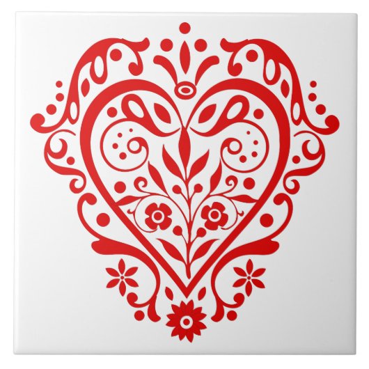 Extravagantes Grafikdesign mit rotem Herzen Fliese (Vorderseite)