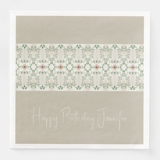 Extravagantes Grau mit Blumenmuster Serviette (Vorderseite)