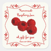 Extravagantes Grenz-Zuhause-Canning Raspberry-Jam- Quadratischer Aufkleber (Vorderseite)