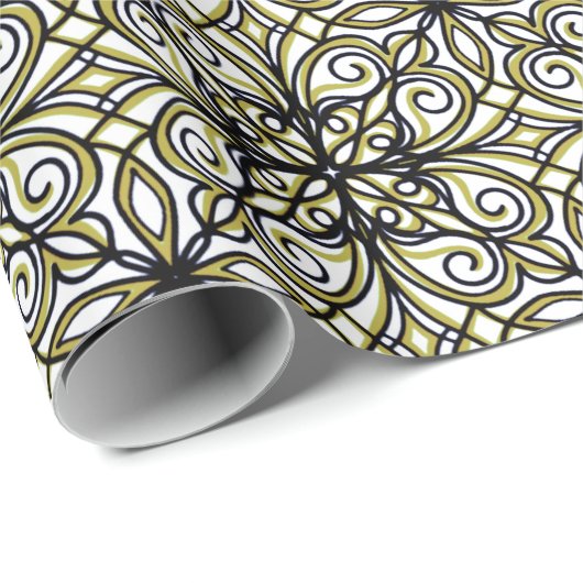 Extravagantes grün-schwarzes Design Geschenkpapier (Rolleneckpunkt)