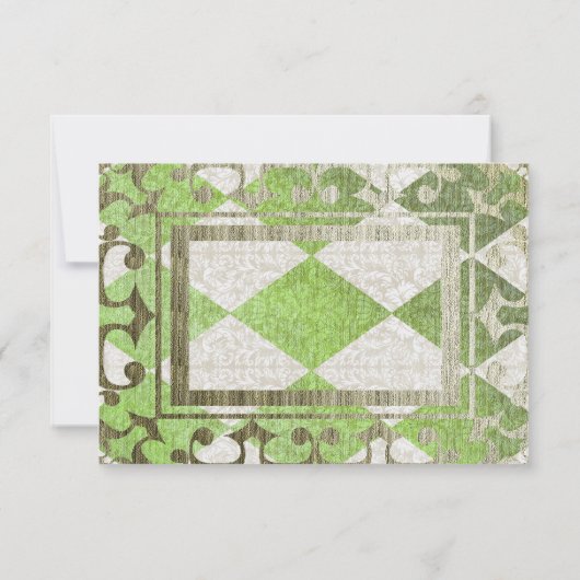 Extravagantes Grünes Gold Harlequin Mittelalter Sa Save The Date (Rückseite)
