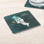 Extravagantes Halloween-Ghost mit Top-Hut-Gold-Sch Untersetzer (angewinkelt)