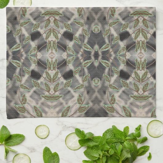 Extravagantes Handtuch schwarz-weiß mit Braun (Gefaltet)