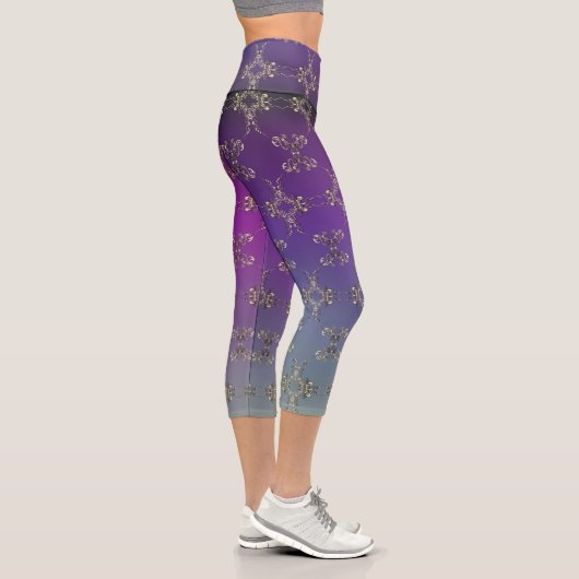Extravagantes Herz Lila Gradient Capri Leggings (Rechts)