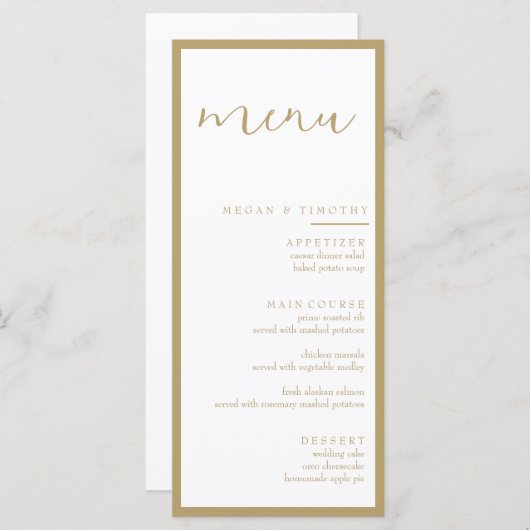 Extravagantes Hochzeitsmenü (Vorne/Hinten)