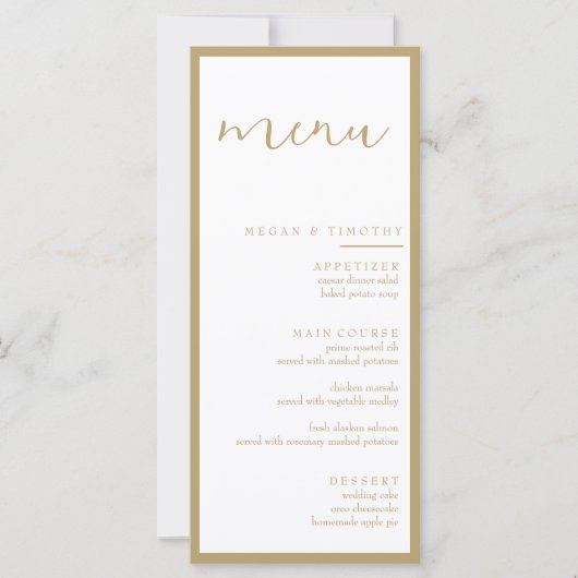 Extravagantes Hochzeitsmenü (Vorderseite)