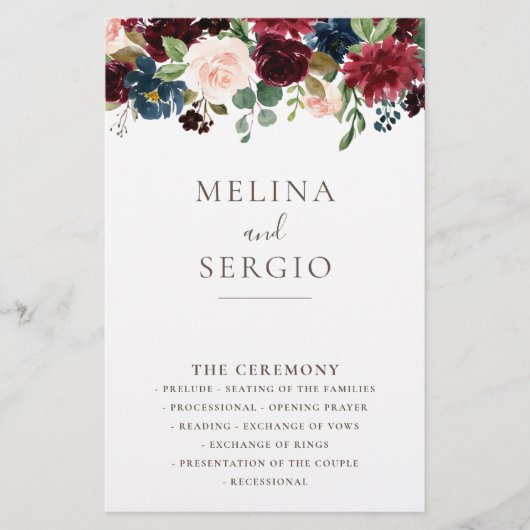 Extravagantes Hochzeitsprogramm für klassische Blu (Vorderseite)