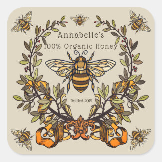 Extravagantes Honiglabel Quadratischer Aufkleber