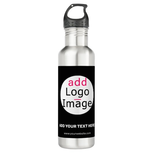 Extravagantes, individuelles Logo schwarz Edelstahlflasche (Vorderseite)