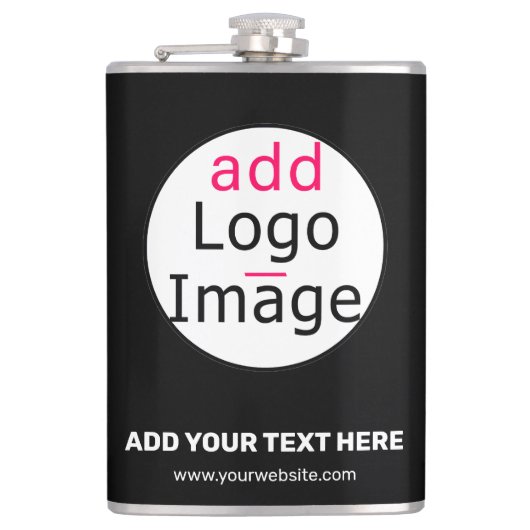 Extravagantes, individuelles Logo schwarz Flachmann (Vorderseite)