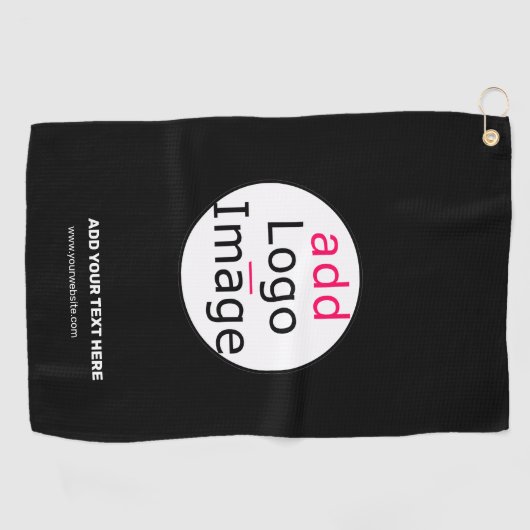 Extravagantes, individuelles Logo schwarz Golfhandtuch (Horizontal)