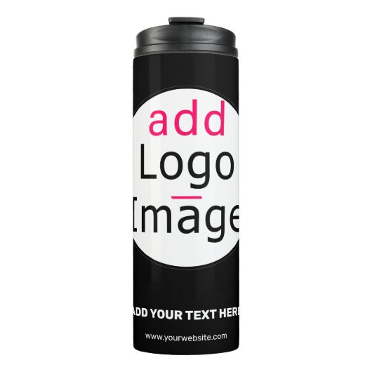 Extravagantes, individuelles Logo schwarz Thermosbecher (Vorderseite)