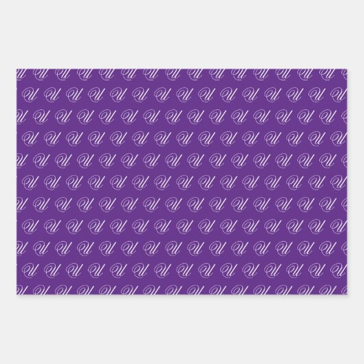 Extravagantes kalligraphisches Monogramm Royal Lil Geschenkpapier Set (Vorderseite 2)