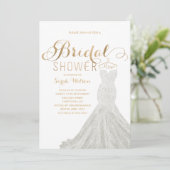 Extravagantes Kleid Gold| Einladung zur Brautdusch (Stehend Vorderseite)