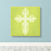Extravagantes Kreuzdesign Nr. 12 Creme Leinwanddruck (Insitu (Holzboden))