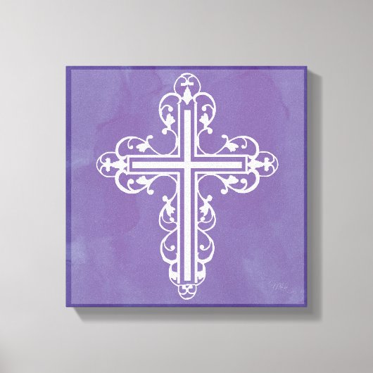 Extravagantes Kreuzdesign Nr. 5 Lila Leinwanddruck (Vorderseite)