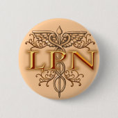 Extravagantes Kupfer Caduceus LPN Nurse Button (Vorderseite)