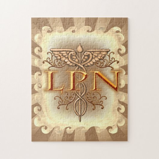 Extravagantes Kupfer Caduceus LPN Nurse Puzzle (Vertikal)