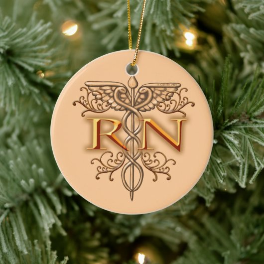 Extravagantes Kupfer Caduceus RN Nurse Keramikornament (Baum)