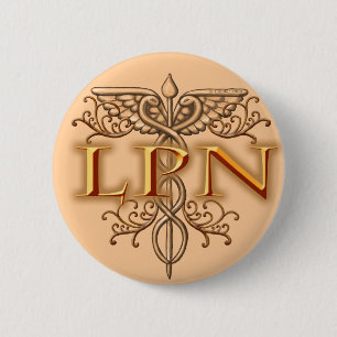 Extravagantes Kupfer LPN Nurse Caduceus Button